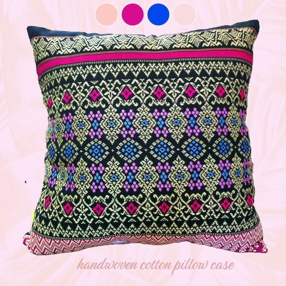 ✨ Handwoven Cotton Pillow Case – Vibrant Tribal Design ✨ - Picture 1 of 3
